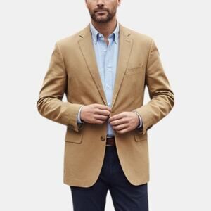Lauren Ralph Lauren Blazer 44L Tan Cotton Sport Coat 2 Button Men's Jacket